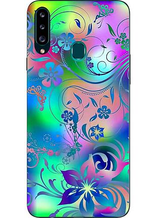 Чехол силиконовый для samsung a20s galaxy a207f с картинкой цветочный узор