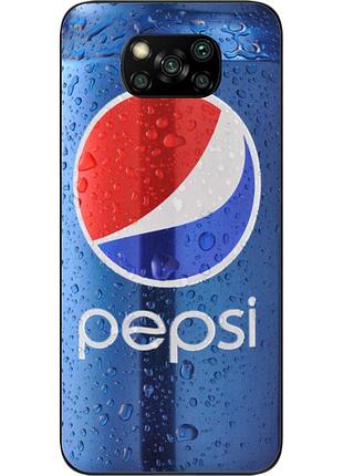 Силиконовый чехол для xiaomi poco x3 с картинкой pepsi