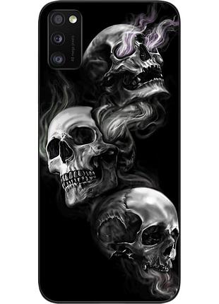 Бампер силиконовый чехол для samsung a41 galaxy a415f с картинкой три черепа