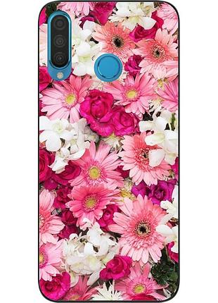 Силіконовий чохол бампер для huawei p30 lite з картинкою ніжні квіти