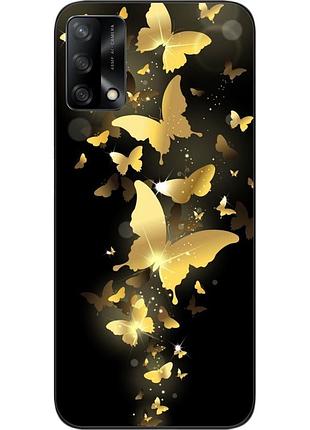 Силіконовий чохол для oppo a74 з картинкою золоті метелики