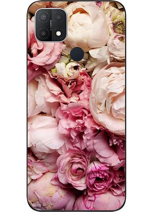 Чехол силиконовый для oppo a15s с картинкой пионы
