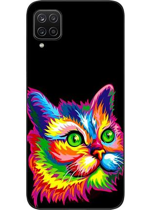 Силиконовый чехол для samsung a12 galaxy a125f с картинкой яркий кот