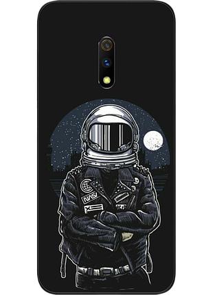 Силиконовый чехол бампер для realme x с картинкой космонавт и луна
