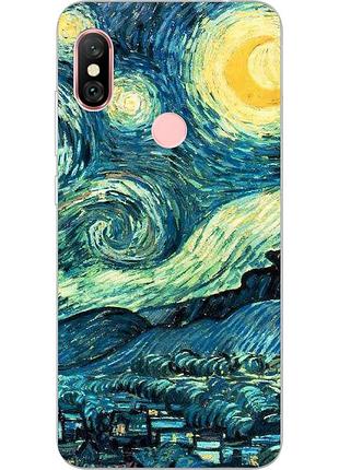 Бампер силиконовый чехол с картинкой для xiaomi redmi note 6 pro лунная ночь