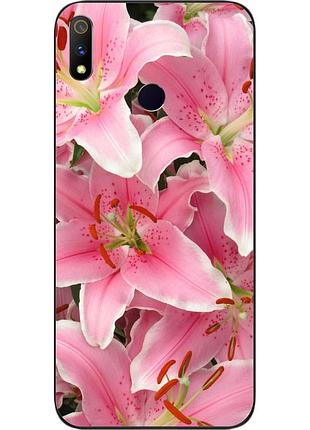 Силиконовый чехол для realme 3 pro с картинкой лилии