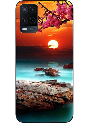 Силиконовый чехол бампер для oppo a54 с картинкой красивый закат