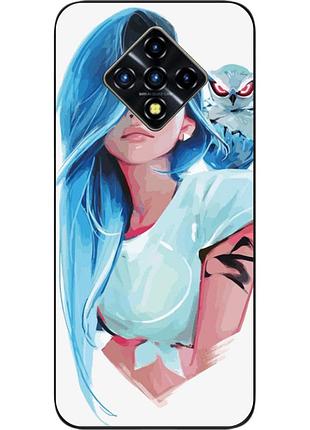 Силиконовый чехол для infinix zero 8 с картинкой девушка с совой