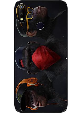 Бампер силиконовый чехол для realme 3 с картинкой три обезьяны