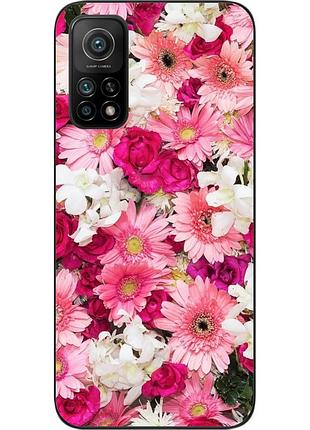 Силиконовый чехол бампер для xiaomi mi 10t с картинкой нежные цветы