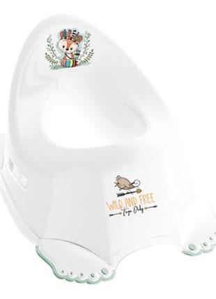 Горшок dz-001-103-lisek-z "дикий закат: лисичка" с противоскользящей резиной белый с зеленым tega