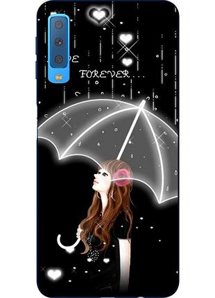 Чохол силіконовий для samsung a750f galaxy a7 2018 з картинкою дівчина під парасолькою