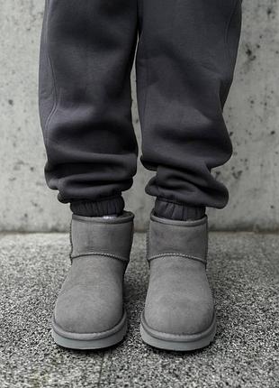 Сервые замшевые угги ugg mini bailey bow ii grey х угг мини 39 7