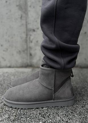 Сервые замшевые угги ugg mini bailey bow ii grey х угг мини 39 8