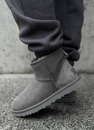 Сервые замшевые угги ugg mini bailey bow ii grey х угг мини 39 10