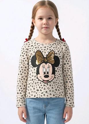 Детский лонгслив минни маус реглан для девочки 92 см (1-2y)