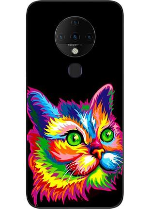 Силиконовый чехол для tecno spark 6 с картинкой яркий кот