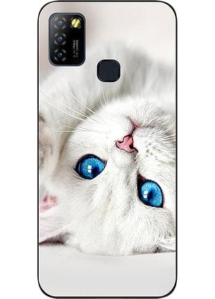 Оригінальний чохол для infinix hot 10 lite з картинкою білий котик