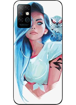 Силіконовий чохол для infinix note 8 з картинкою дівчина з совою