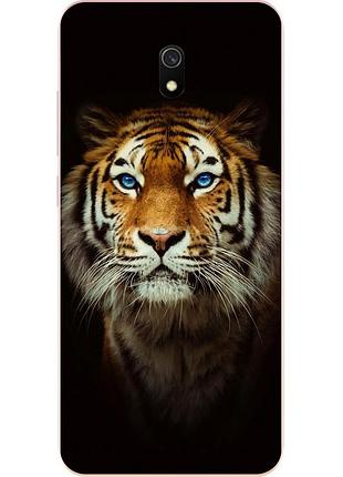 Силіконовий чохол для xiaomi redmi 8a з картинкою тигр на чорному тлі