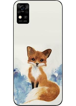 Силиконовый чехол для zte blade a31 с картинкой лиса
