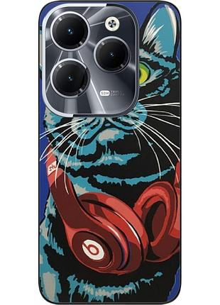 Силіконовий чохол epik для infinix hot 40 pro (x6837) з картинкою кіт з навушниками