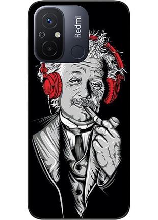 Чохол силіконовий для xiaomi redmi 12c з картинкою ейнштейн у навушниках