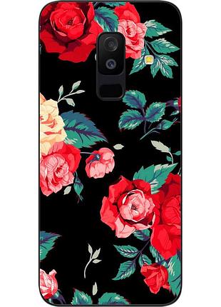 Бампер силиконовый чехол для samsung a6 plus 2018 galaxy a605f с картинкой красные розы