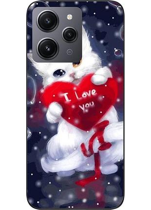 Силиконовый чехол для xiaomi redmi 12 с картинкой котик с сердцем