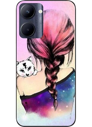 Силиконовый чехол epik для realme c33 с картинкой девушка с котенком