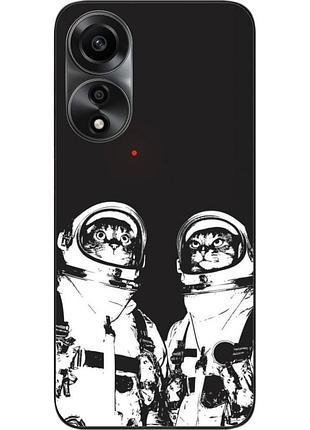 Силиконовый чехол бампер epik для oppo a78 4g с картинкой космонавты коты