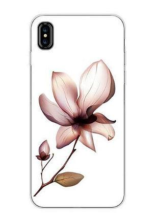 Силиконовый чехол бампер для iphone x с картинкой лилия