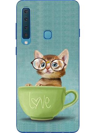 Силиконовый чехол для samsung galaxy a9 2018 с картинкой котик в чашке