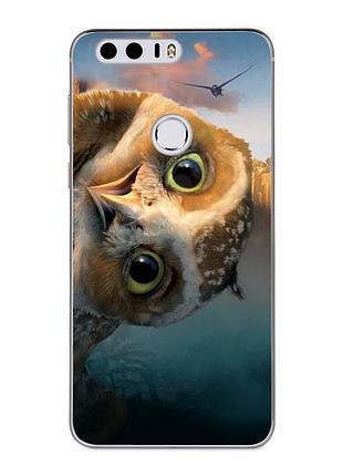 Силиконовый чехол бампер для huawei honor 8 с картинкой полет совы