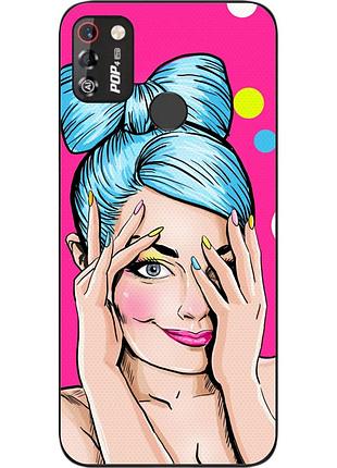 Силіконовий чохол для tecno pop 4 pro з картинкою дівчина поп арт