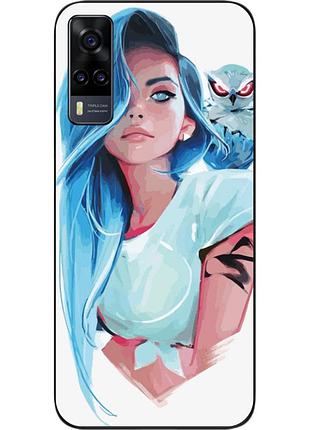 Силіконовий чохол для vivo y31 з картинкою дівчина з совою