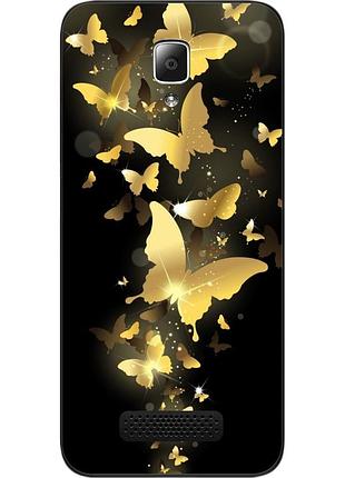 Силіконовий чохол для lenovo a2010 з картинкою золоті метелики