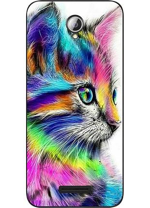 Силіконовий чохол бампер для lenovo a5000 з картинкою різнобарвний котик