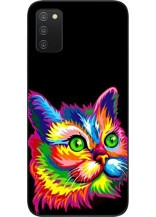 Силиконовый чехол для samsung a03s galaxy a037 с картинкой яркий кот