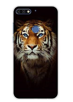 Силіконовий чохол бампер для huawei y6 prime 2018 / honor 7a pro з картинкою тигр