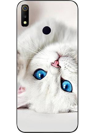 Оригінальний чохол для realme 3 з картинкою білий котик
