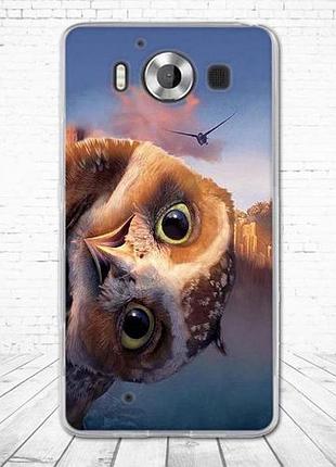 Чохол з картинкою (силікон) для microsoft lumia 950 політ сови