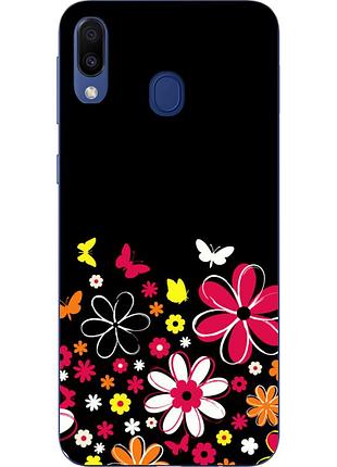Силіконовий tpu чехол для samsung galaxy m20 з картинкою намальовані квіти