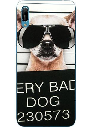 Силиконовый чехол для huawei y6 2019 с картинкой bad dog