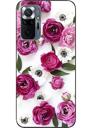 Силіконовий чохол бампер для xiaomi redmi note 10 pro з картинкою квіти