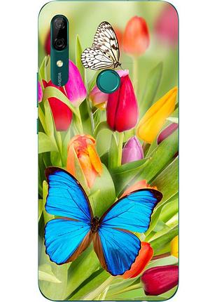 Силиконовый чехол для huawei p smart z с картинкой тюльпаны