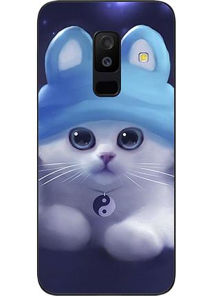 Чехол силиконовый для samsung a6 plus 2018 galaxy a605f с картинкой котенок
