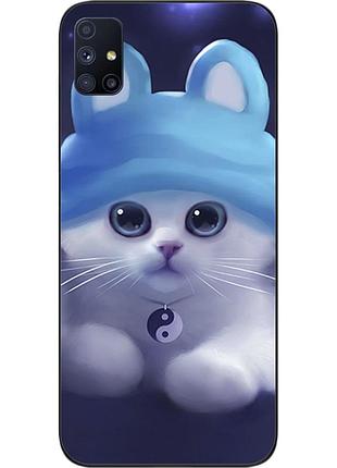 Бампер силиконовый чехол для samsung m51 galaxy m515f с картинкой котик