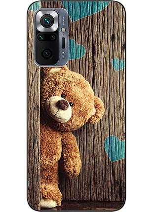 Бампер силиконовый чехол для xiaomi redmi note 10 pro с картинкой мишка
