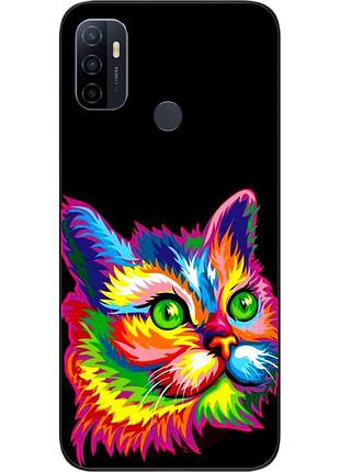 Силиконовый чехол для oppo a53 с картинкой яркий кот